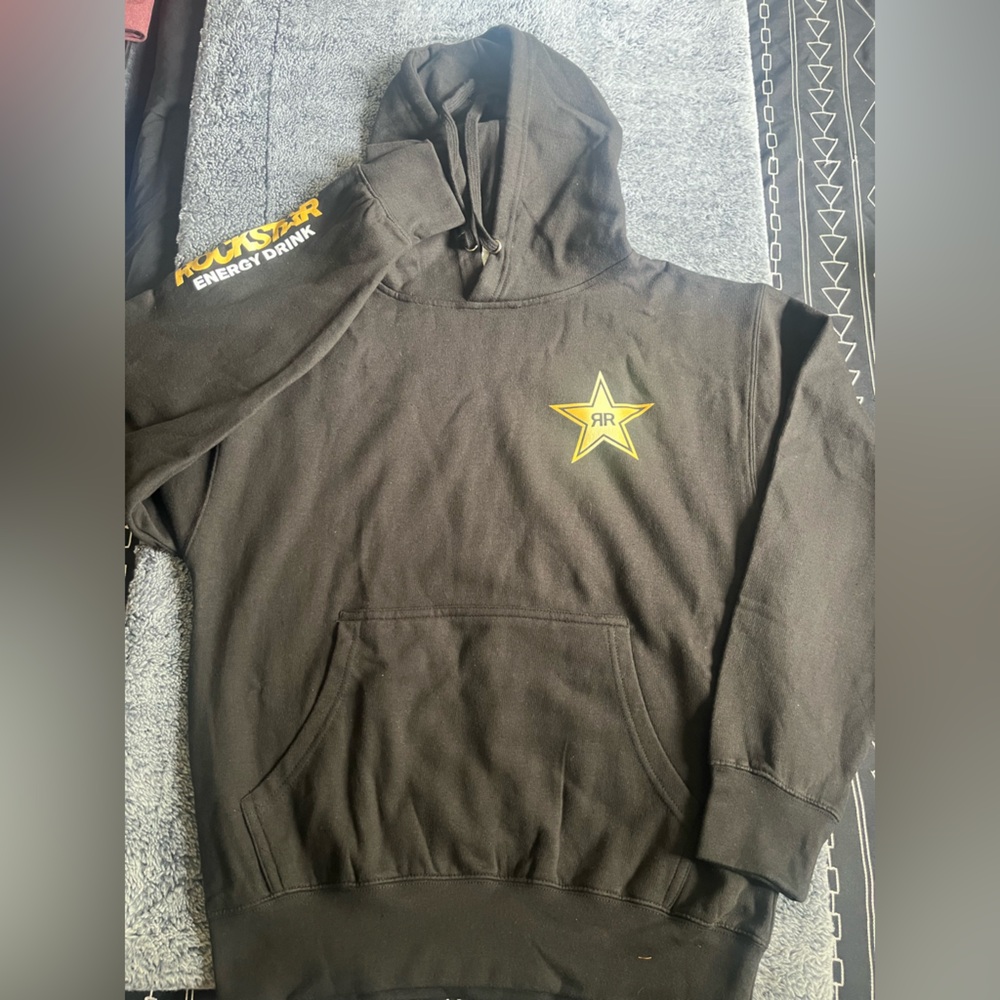 Rockstar Energy Drink Black Hoodie with Yellow Star Logo - Picture 6 of 9